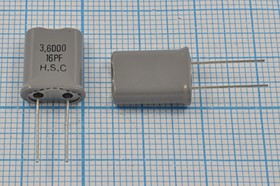 Кварц 3.6МГц в корпусе HC49U в изолированных корпусе, нагрузка 16пФ; 3600 \HC49U\16\ 15\\\1Г +SL (H.S.C 3.6000 16PF )