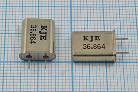 Кварц 36.864МГц в корпусе HC49U, 3-ья гармоника, нагрузка 20пФ, вывода 5мм; 36864 \HC49U\20\\\\3Г 5мм (KJE)