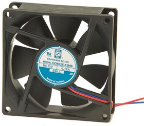 OD8025-05LB, DC Fans DC Fan, 80x80x25mm, 5VDC, 22CFM, 21dBAA, Ball Bearing, Lead Wires