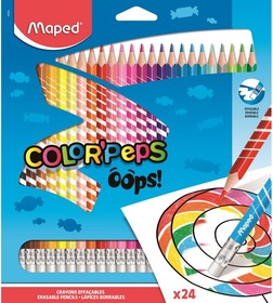 Фото 1/3 Карандаши цветные Maped COLOR'PEPS OOPS пластик,c ластиком,24цв/наб,832824