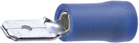 Faston plug, 6.3 x 0.8 mm, L 21.5 mm, insulated, straight, blue, 1.5-2.5 mm², AWG 16-14, 3911