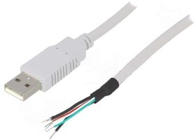 Фото 1/2 CAB-USB-A-3.0-GY, Кабель, USB 2.0, провода, вилка USB A, 3м, серый, Проводник: Cu