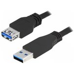 USB 3.0 extension line, USB plug type A to USB socket type A, 3 m, black