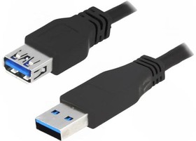 Фото 1/2 CU0043, Кабель, USB 3.0, гнездо USB A, вилка USB A, никелированные, 3м