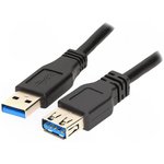 USB 3.0 extension line, USB plug type A to USB socket type A, 1 m, black
