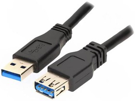 Фото 1/2 CU0041, Кабель, USB 3.0, гнездо USB A, вилка USB A, никелированные, 1м