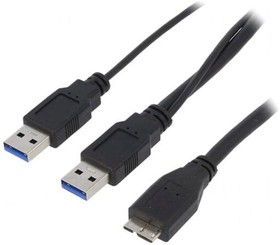 Фото 1/2 CU0072, Кабель USB 3.0 гнездо USB A,вилка USB A x2 никелированные