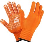 Перчатки трикотажные 2-слойные с ПВХ 10 класс 6 нитей оранжевые L 6-10-2С-ОР-(L)