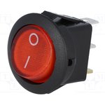 RSSM1018C3RD, ROCKER; SPST; Pos: 2; ON-OFF; 6.5A/250VAC; red; neon lamp; 35m?