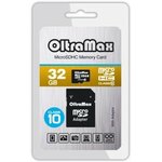 OM032GCSDHC10-AD, Карта памяти 32GB MicroSD class 10 + SD адаптер OLTRAMAX