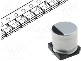 SC1H226M6L005VR, Конденсатор электролитический, SMD, 22мкФ, 50В, 6,3x5,3мм, ±20%