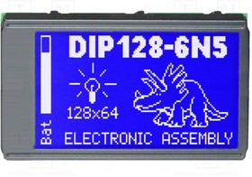 EA DIP128-6N5LW, Дисплей: LCD; графический; 128x64; STN Positive; голубой; LED; 5ВDC