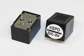 Фото 1/3 Зуммер магнитоэлектрический с генератором, размер 23x16x15, напряжение 3В, частота 0.4кГц, контакты 2P7.6, марка KPMB-2203P