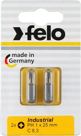 Фото 1/3 Felo Бита крестовая PH 2X25, серия Industrial, 2 шт в блистере 02202036