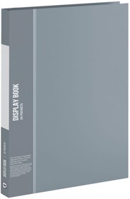 Папка 20 прозрачных вкладышей А4 15 мм, 600 мкм, карман на корешке, серый 5697953