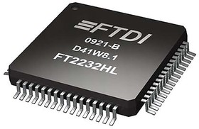 Фото 1/2 FT232HL-TRAY, USB Interface IC USB HS to UART/FIFO SPI/JTAG/I2C LQFP-48