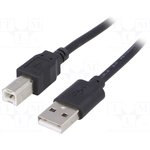 AK-USB-04, Кабель, USB 2.0, вилка USB A, вилка USB B, никелированные, 1,8м