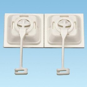 ABDCM30-A-C, The dynamic cable manager for panel strain relief in white is mounted with rubber adhesive tape. It is 1.12" long ...