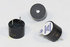 Фото 1/3 Зуммер магнитоэлектрический с генератором, размер 12x10, напряжение 12В, частота 2.3кГц, контакты 2P7.6, марка HCM1212X