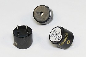 Фото 1/2 Зуммер магнитоэлектрический с генератором, размер 16x14, напряжение 1.5В, частота 2.2кГц, контакты 2P7.6, марка GS1601S