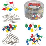Набор ОФИСМАГ, скрепки 28 мм/60 шт., 50 мм/30 шт, гвоздики 50 шт., шарики ...