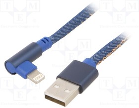 CC-USB2J-AMLML-1M-BL, Кабель; USB 2.0; угловая вилка Apple Lightning,вилка USB A