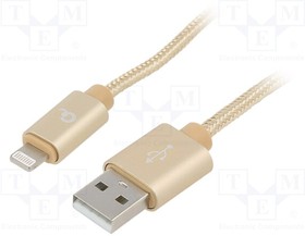 CCB-MUSB2B-AMLM-6-G, Кабель; USB 2.0; вилка Apple Lightning,вилка USB A; позолота