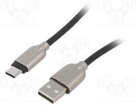 CC-USB2R-AMCM-2M, Кабель; USB 2.0; вилка USB A,вилка USB C; позолота; 2м; черный