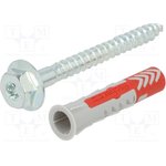 555110, Пластиковый анкер; with screw; 10x50; DUOPOWER; 25pcs; 10мм