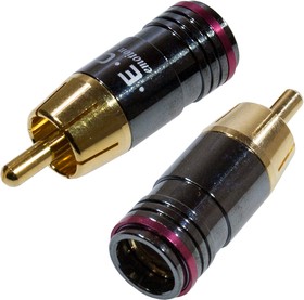 1-256G RED, штекер RCA металл на кабель, красный "позолоченный"
