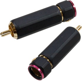 1-280G RED, штекер RCA металл цанга на кабель до 11мм красный "позолоченный"