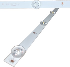 Светодиодная линейка 477*13*0.8mm, 5000K 6 двухкристальных (9V) светодиода каждый с индивидуальной линзой, суммарный световой поток линейки