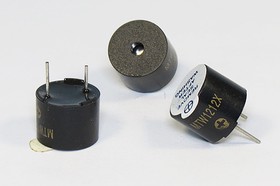 Фото 1/2 Зуммер магнитоэлектрический с генератором, размер 12x10, напряжение 12В, частота 2.4кГц, контакты 2P7.6, марка MTW1212X