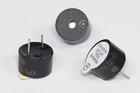 Фото 1/2 Зуммер магнитоэлектрический с генератором, размер 12x 8, напряжение 1.5В, частота 3.1кГц, контакты 2P7.6, марка KPX-1201B