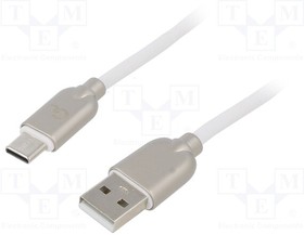 CC-USB2R-AMCM-1M-W, Кабель; USB 2.0; вилка USB A,вилка USB C; позолота; 1м; белый