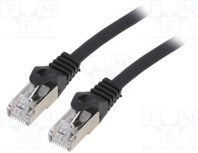 PP6A-LSZHCU-BK-5M, Patch cord; S/FTP; 6a; solid; Cu; LSZH; black; 5m; 27AWG; Cablexpert