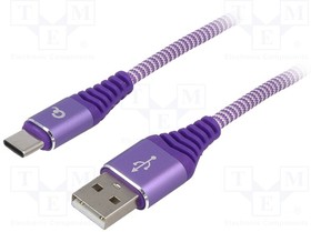 CC-USB2B-AMCM-1M-PW, Кабель; USB 2.0; вилка USB A,вилка USB C; позолота; 1м; 480Мбит/с