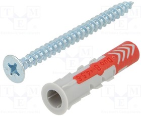 555108, Пластиковый анкер; with screw; 8x40; DUOPOWER; 50pcs; 8мм