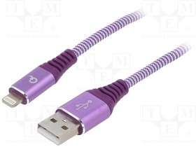 CC-USB2B-AMLM-1M-PW, Кабель; USB 2.0; вилка Apple Lightning,вилка USB A; позолота; 1м