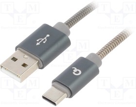 CC-USB2S-AMCM-1M-BG, Кабель; USB 2.0; вилка USB A,вилка USB C; 1м; серый; 0,48Гбит/с