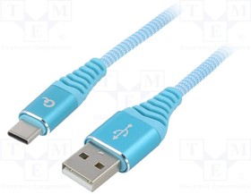 CC-USB2B-AMCM-2M-VW, Кабель; USB 2.0; вилка USB A,вилка USB C; позолота; 2м; бирюзовый