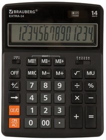 Фото 1/10 Калькулятор настольный EXTRA-14-BK 206x155мм, 14 разрядов, дв.питание, ЧЕРНЫЙ, 250474
