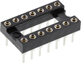 Фото 1/3 AR 14 HZL-TT, 2.54mm Pitch Vertical 14 Way, Through Hole Turned Pin Open Frame IC Dip Socket, 3A