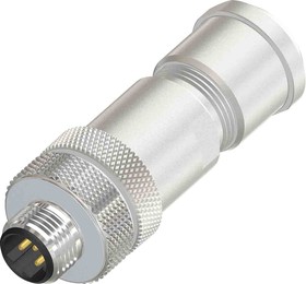 Фото 1/2 Circular Connector, 4 Contacts, Screw Mount, M12 Connector, Plug, Male, IP67