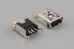 54-00025, Conn Mini USB Type B RCP 5 POS 0.8mm Solder ST Thru-Hole 5 Terminal 1 Port