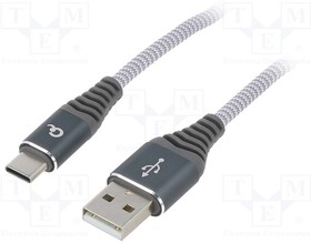 CC-USB2B-AMCM-1M-WB2, Кабель; USB 2.0; вилка USB A,вилка USB C; позолота; 1м; серый