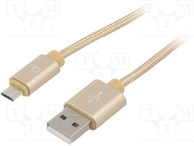 CCB-MUSB2B-AMBM-6-G, Кабель; USB 2.0; вилка USB A,вилка micro USB B; позолота; 1,8м