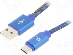 CC-USB2J-AMCM-1M-BL, Кабель; USB 2.0; вилка USB A,вилка USB C; позолота; 1м