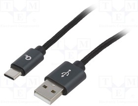 CCB-MUSB2B-AMCM-6, Кабель; USB 2.0; вилка USB A,вилка USB C; позолота; 1,8м; черный