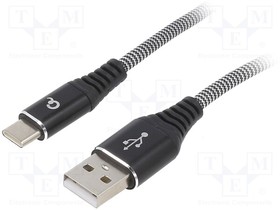 CC-USB2B-AMCM-1M-BW, Кабель; USB 2.0; вилка USB A,вилка USB C; позолота; 1м; черный